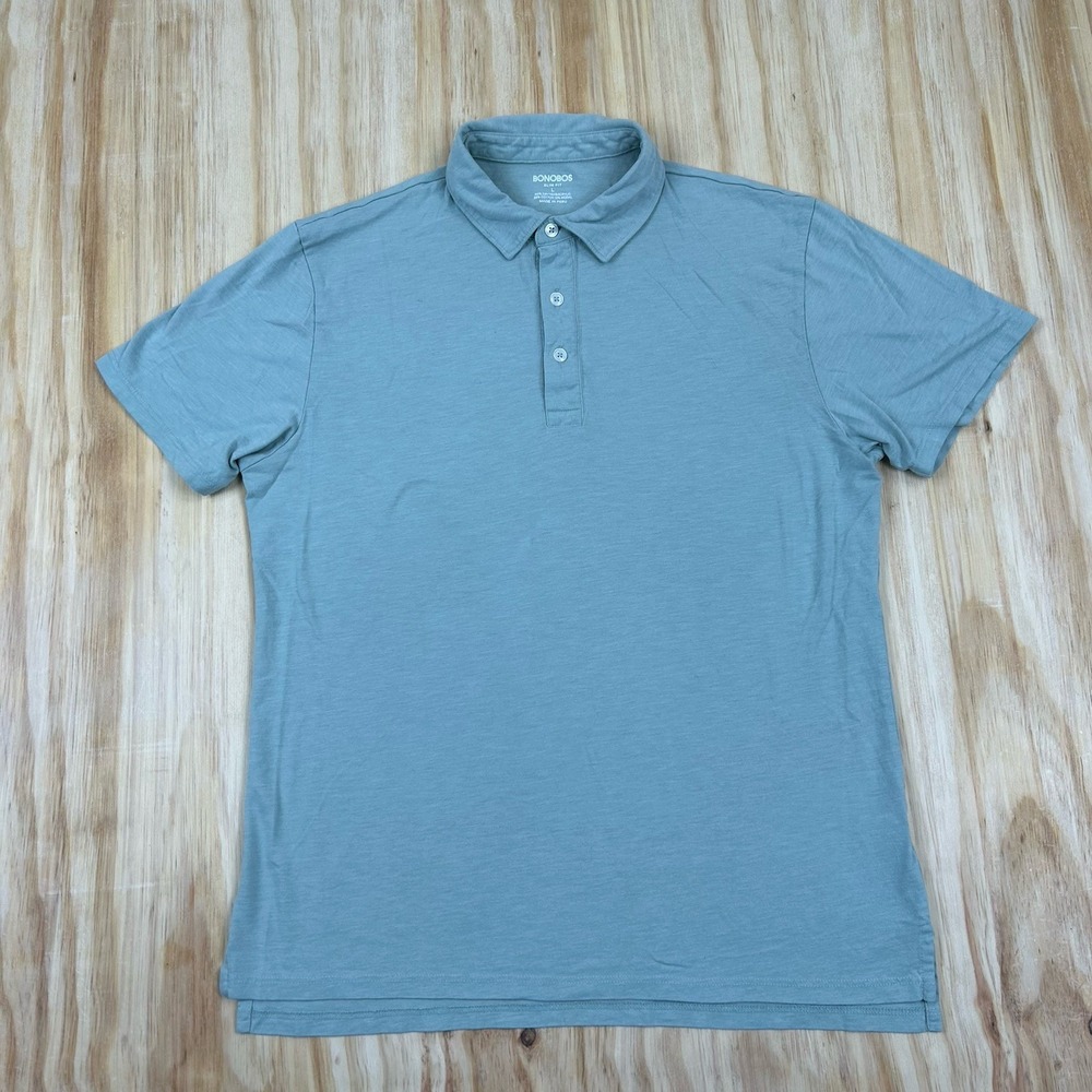 Bonobos Polo Shirt Mens‎ Medium Blue Green Slim Fit DryTex Modal Cotton Soft